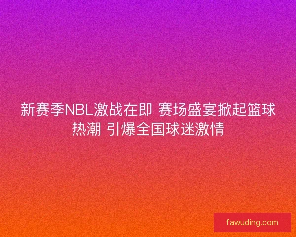 新赛季NBL激战在即 赛场盛宴掀起篮球热潮 引爆全国球迷激情